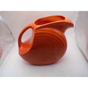 Vintage Fiesta Orange Disk Pitcher Homer Laughlin Ceramic Water Jug Made in USA